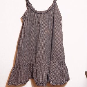 Zara Flowy Navy Gingham Skinny Strap Dress